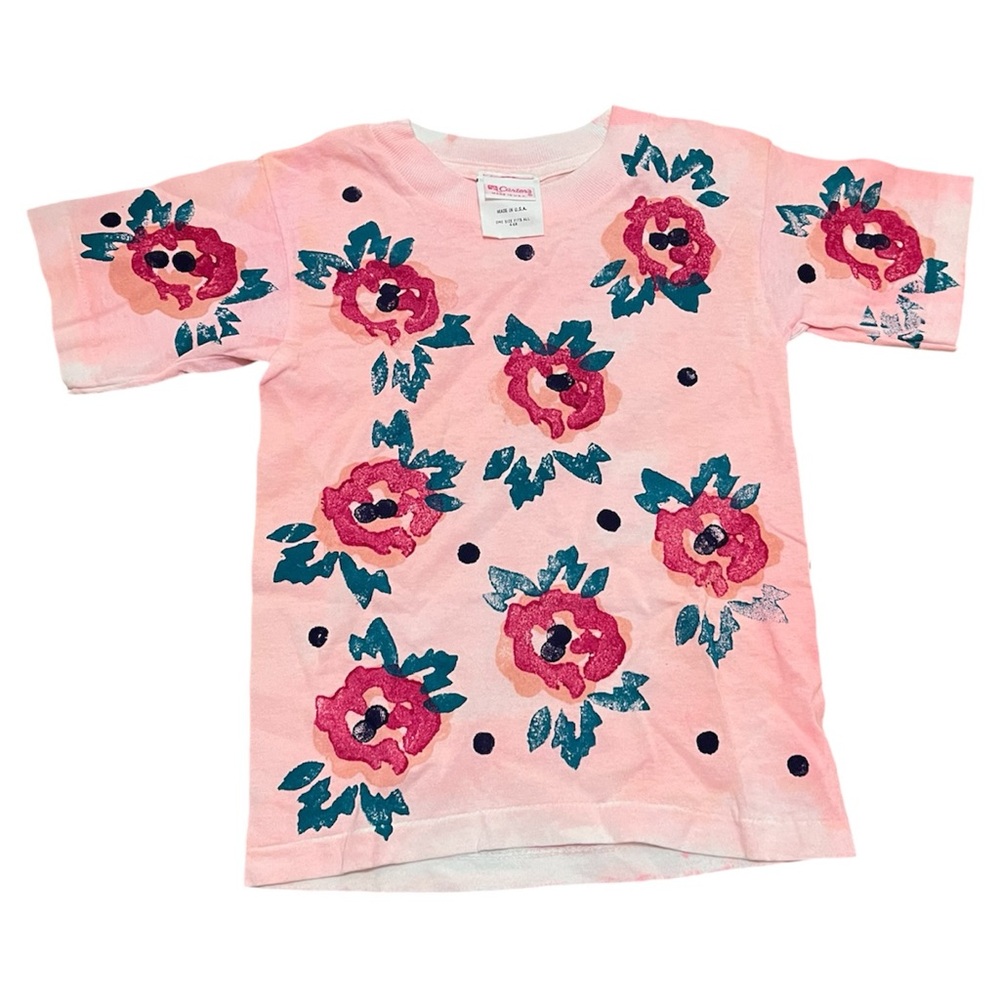 Vintage hand painted Floral Pink Kids Shirt